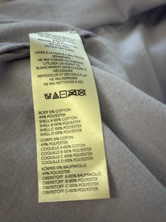 NWT, Maeve Short-Sleeve Smocked Ruffled Sweatshirt Lilac Size Medium - Picture 7 of 7